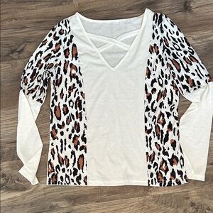 Leopard Print V-Neck Women's Top